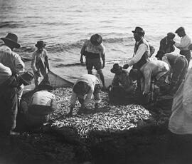 El copo. Pescadores en las playas de Pedregalejo. 1910. Málaga, España. Colección Gonzalo de Cast...