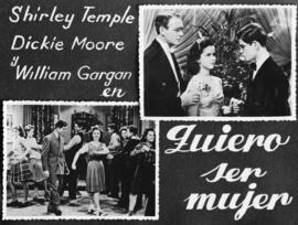 Cartel de cine: Shirley Temple, Dickie Moore y William Gargan en Quiero ser mujer. Cliché Arenas. 01