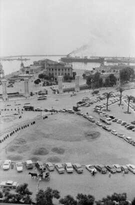 Plaza de la Marina. Obras de remodelación. Septiembre de 1963. Málaga, España.