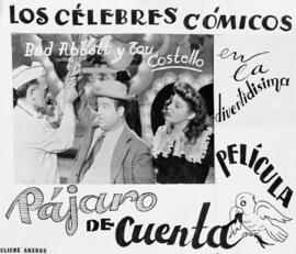 Cartel de cine: Los célebres cómicos Bud Abbott y Lou Costello en la divertidísima película Pájar...