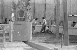 Obras de remodelación en la plaza de la Constitución. Fuente de las Gitanillas. Junio de 1960. Má...