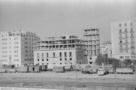 Construcción del Palacio de Justicia. 1955, octubre. Muelle de Heredia. Málaga, España.
