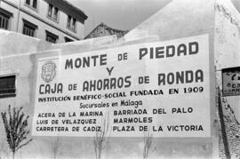 Cartel. Calle Comedias, esquina calle Nosquera. 1959, julio. Málaga, España.