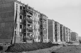 Construcción de edificios de viviendas en Portada Alta. Marzo de 1963. Málaga, España
