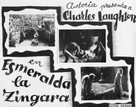 Cartel de cine: Astoria presenta a Charles Laughton en Esmeralda la Zíngara. Cliché Arenas. 01