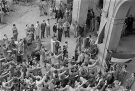 Manifestación por la petición de Gibraltar español en el patio del Gobierno Civil. Enero de 1954....