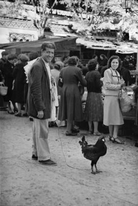 Puestos de mercado situados en el entorno del Mercado del Molinillo. Diciembre de 1952. Málaga, E...