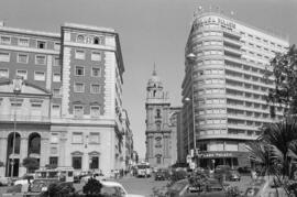 Calle Molina Lario. Plaza de la Marina. Cortina del Muelle. 1968, octubre. Málaga. España.
