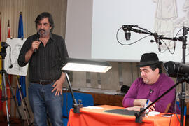 Ángel Idígoras y Juan Luis Rubiales en el espectáculo "Espejismos en su tinta. Magia dibujad...