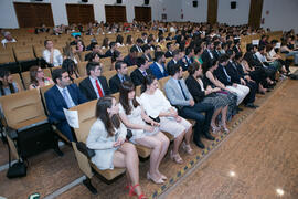 Alumnos en su graduación de los Másteres de la Facultad de Ciencias Económicas y Empresariales de...
