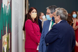 José Ángel Narváez y José Francisco Salado. Inauguración de la exposición "Eugenio Chicano S...