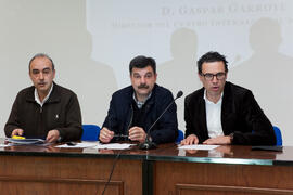 Salvador Peláez, Gaspar Garrote y Antonio Hierro en la graduación de los alumnos del CIE de la Un...