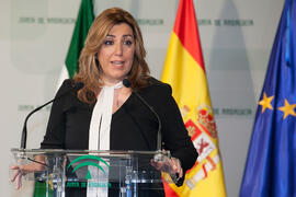 Susana Díaz en la toma de posesión de José Ángel Narváez como Rector de la Universidad de Málaga....