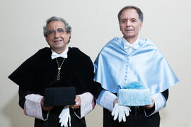 Retrato de José Ángel Narváez y Antonio Soler previo a su investidura como Doctor "Honoris C...