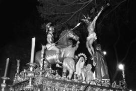 Málaga. Semana Santa. Miércoles Santo. Trono de la Cofradía de la Sangre. Abril de 1963