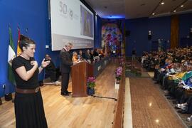 Intérprete de signos. Apertura del Curso Académico 2023/2024 de la Universidad de Málaga. Paranin...