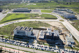 Vista aérea de la ampliación. Campus de Teatinos. Diciembre de 2016