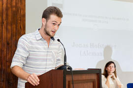 Intervención del alumno Jonas Hofstetter. Graduación de los alumnos del CIE de la Universidad de ...
