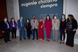 Grupo de autoridades. Inauguración de la exposición "Eugenio Chicano Siempre". Museo de...