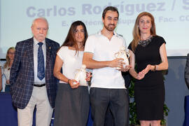Chantal Pérez y Carlos Benavides en la entrega de distinciones de la gala del deporte de la Unive...