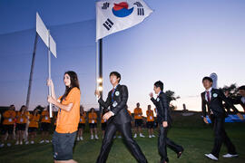 Equipo de República de Corea. Inauguración del Campeonato Mundial Universitario de Golf. Antequer...