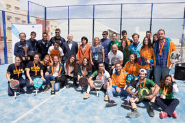 Foto de grupo tras la entrega de trofeos. Campeonato de España Universitario de Pádel. Antequera....