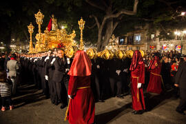 Trono procesional del Cristo Coronado de Espinas de la Hermandad de los Estudiantes. Málaga. Abri...