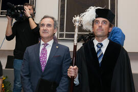 José Carlos Haro y Miguel Porras en la imposición de la Medalla de Oro de la Universidad de Málag...