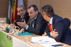 José Ángel Narváez, Pedro Duque y Juan Teodomiro López. Reunión con el ministro de Ciencia, Innov...
