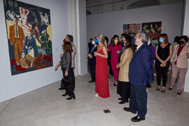 Autoridades visitan la exposición "Eugenio Chicano Siempre" en su inauguración. Museo d...