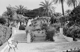 Málaga. Jardines del chalet en Maro de Doña María Pilar Pries, la Marquesa de Larios. Junio de 1963