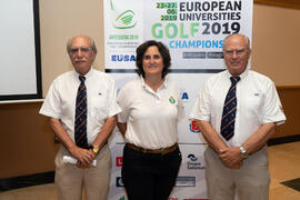 Foto de grupo tras la reunión técnica. Campeonato Europeo de Golf Universitario. Antequera. Junio...
