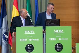 Francisco Ruano y Javier Ramírez en la presentación del coleccionable de Diario Sur "Estampa...