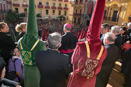 Acto de la Hermandad de los Estudiantes en la Catedral. Plaza del Obispo, Málaga. Marzo de 2018