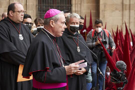 Intervención del Obispo de Málaga, Jesús Catalá. Acto de la Hermandad de los Estudiantes en la Ca...