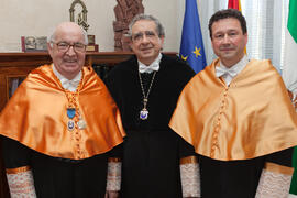 Retrato Juan Jiménez Aguilar, José ángel Narváez y Manuel Molina Lozano antes de su investidura c...