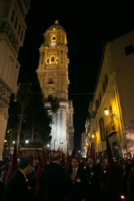 Torre de la Catedral. Estación de Penitencia de la Hermandad de los Estudiantes. Málaga. Marzo de...