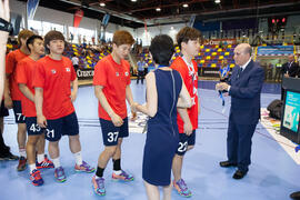 Entrega de medallas. Corea del Sur segunda clasificada en la categoría masculina. Ceremonia de cl...