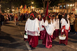 Monaguillos en el desfile procesional de la Hermandad de los Estudiantes. Málaga. Abril de 2014