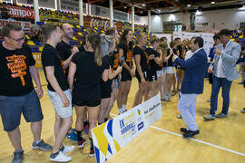 Entrega de medallas. Ceremonia de clausura del Campeonato Europeo Universitario de Balonmano. Ant...