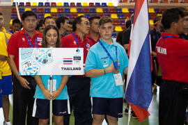 Equipo de Tailandia. Inauguración del 14º Campeonato del Mundo Universitario de Fútbol Sala 2014 ...