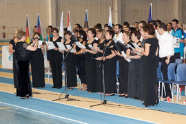 Actuación del coro en la ceremonia de apertura del IX Campeonato de Europa Universitario de Fútbo...