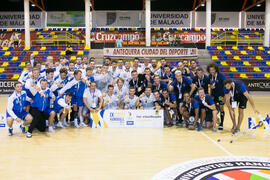 Medallistas de la categoría masculina. Clausura del Campeonato Europeo Universitario de Balonmano...