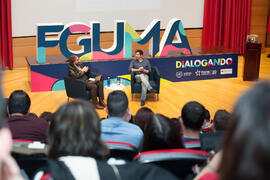 Ignacio Rivas y César Bona en el coloquio "Dialogando". Facultad de Derecho. Enero de 2017