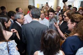 Visita de Pedro Duque, ministro de Ciencia, Innovación y Universidades, al edificio The Green Ray...