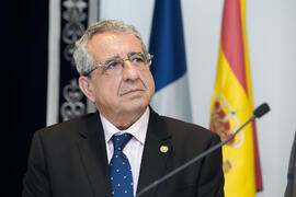 José Ángel Narváez durante la rueda de prensa de Pedro Duque. Edificio del Rectorado. Junio de 2018