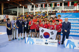Corea del Sur segunda clasificada en la categoría masculina. Ceremonia de clausura del Campeonato...