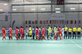 Saludo final. Partido China contra Tailandia. 14º Campeonato del Mundo Universitario de Fútbol Sa...