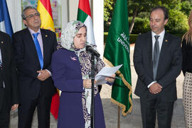 Hissa Al-Otaiba en la inauguración de la Oficina de la Universidad de Sharjah, Emiratos Árabes. J...