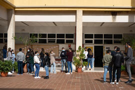 Patio de la Facultad de Derecho de la Universidad de Málaga. Campus de Teatinos. Octubre de 2020